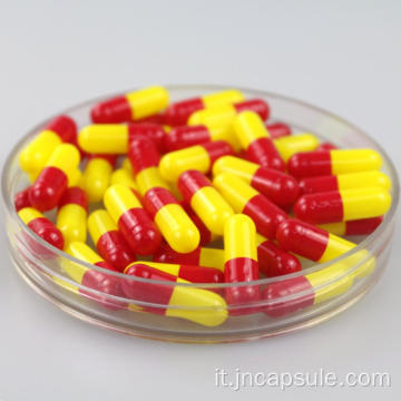 Capsule di colore rosso-giallo taglia 0